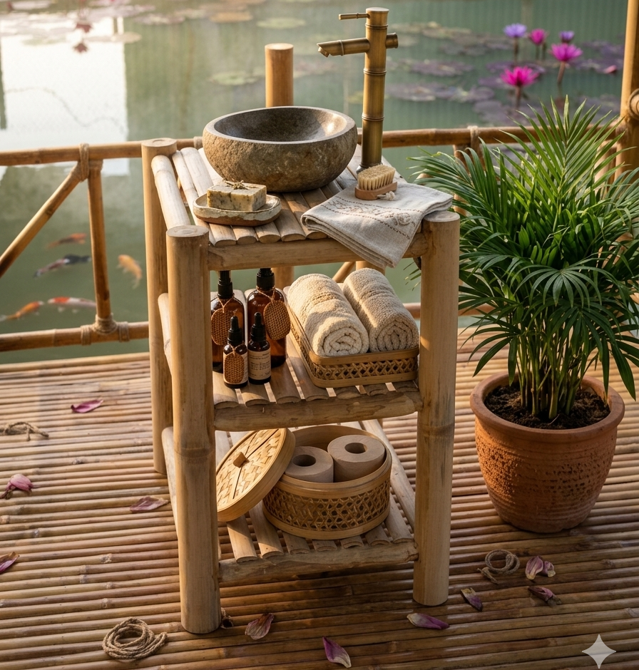 High-quality bamboo shelves with beautiful designs.